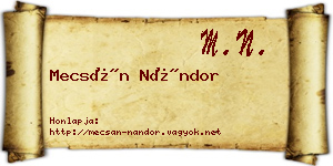 Mecsán Nándor névjegykártya